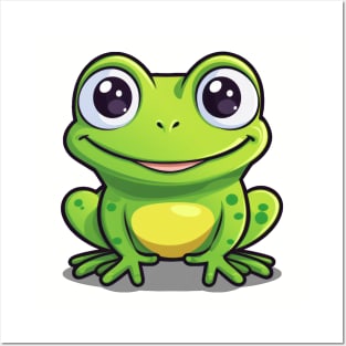 Cartoon Cute Kawaii Adorable Frog Posters and Art